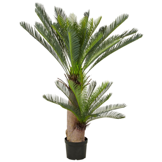 Cycaspalme Kunstpflanze 145cm mit 42 grünen Blättern im UV-beständigen Kunststofftopf 23x18cm