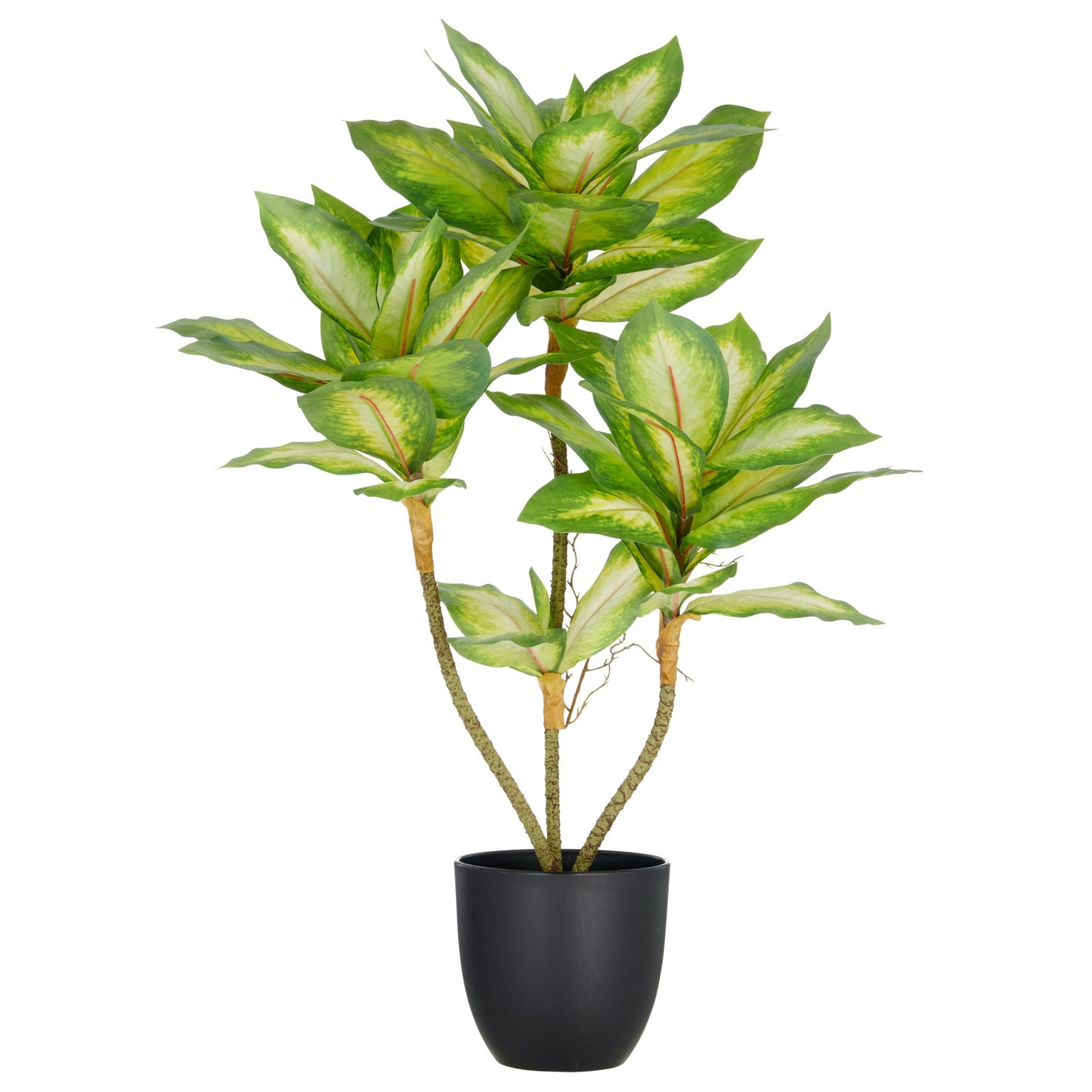 Künstliche Dieffenbachia Pflanze 65cm grün im Kunststofftopf 14x13cm für Wohndekoration