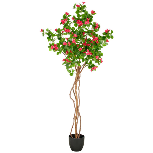 Künstliche Bougainvillea 175 cm rosa mit Naturstamm im Kunststofftopf 19,5x17,5 cm mit Erde