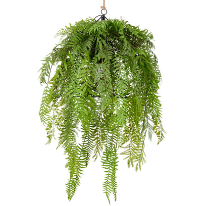Deko Hängeleuchte Farnmix Grün 80x50cm mit E27 Fassung und 1,5m Zuleitung Kunstpflanze