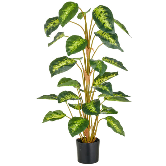 Diffenbachia Reeva Kunstpflanze grün 90cm, 29 Blätter, Kunststofftopf 12,5x11,5 cm