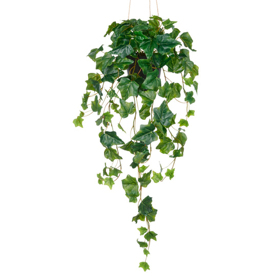 Englischer Efeuhänger mit 126 Blättern, 75 cm, grün, im Kunststoff Hängetopf 10,5x10 cm, Kunstpflanze