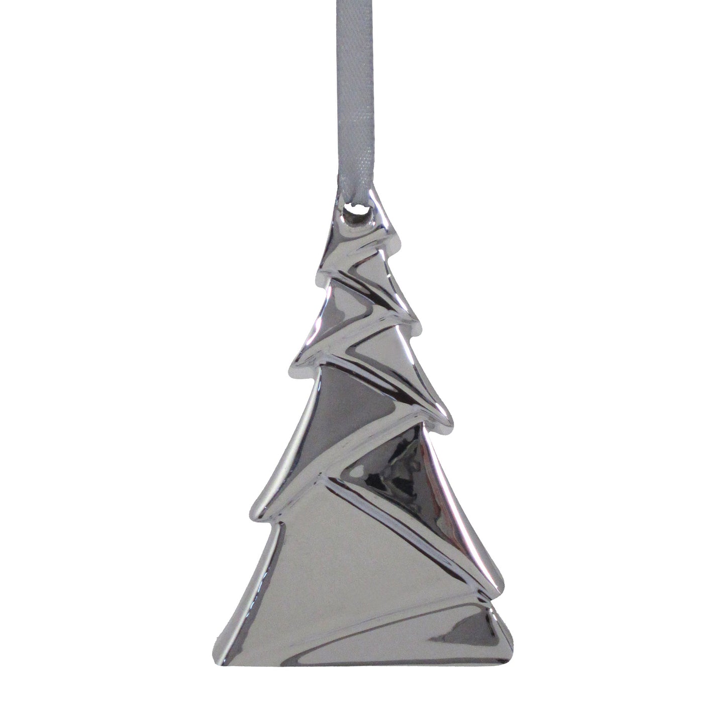 3er Set Keramik Weihnachtsbaum Anhänger 10 cm silber Tannenbaum Dekoration