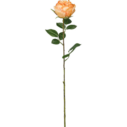 4er-Set Englische Rose Kunstpflanzen 63 cm, realistische orangefarbene Deko-Blumen langlebig