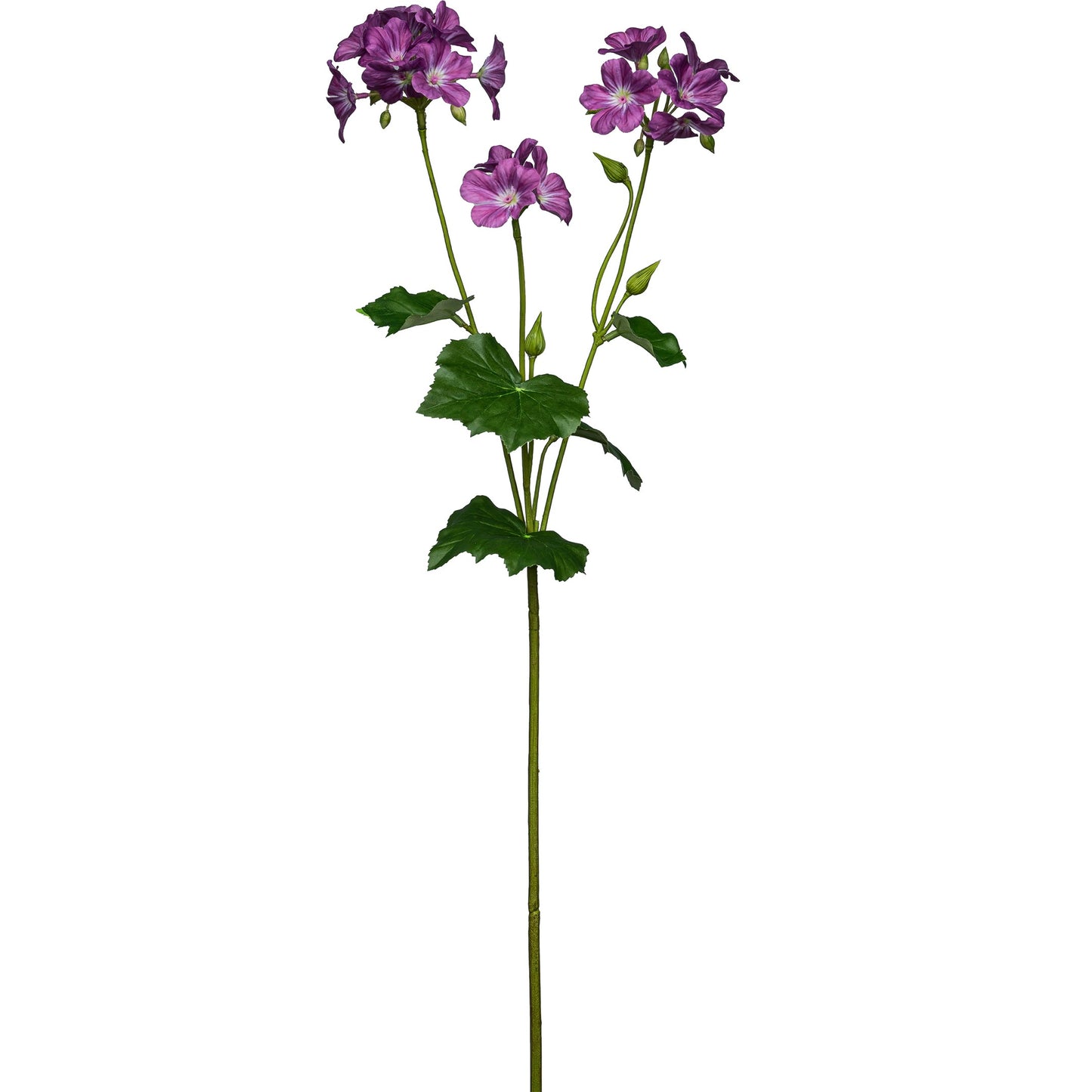 4er-Set künstlicher Geranienzweige 69 cm lila, realistische Deko-Kunstpflanzen für Garten & Heim