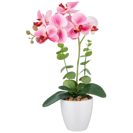 2er-Set Phalaenopsis Kunstpflanze 40 cm Rosa Real Touch im weißen Melamintopf 9x9 cm pflegeleicht