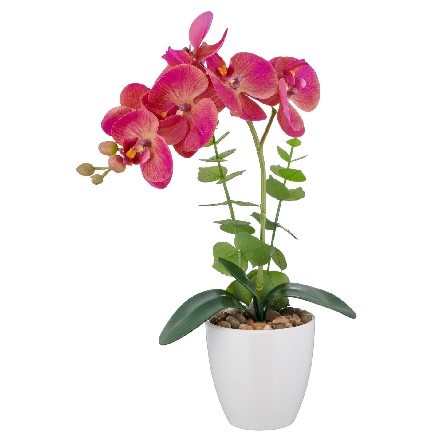 2er-Set Phalaenopsis Kunstpflanze 40 cm Real Touch pink-beige im weißen 9x9 cm Melamintopf