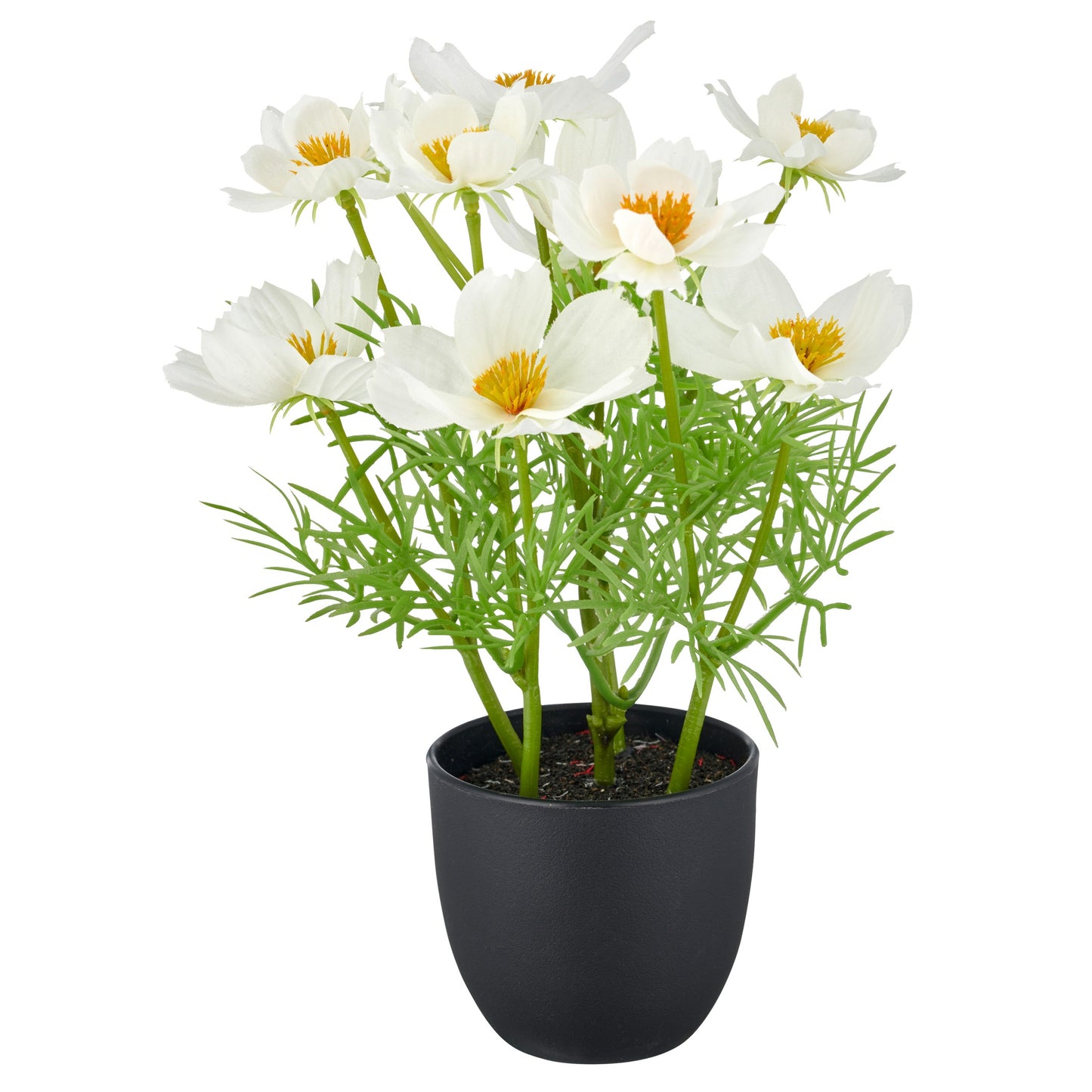 4er-Set Cosmea Kunstpflanze Weiß 22 cm mit Kunststofftopf 8x7 cm – Pflegeleichte Deko-Blume langlebig