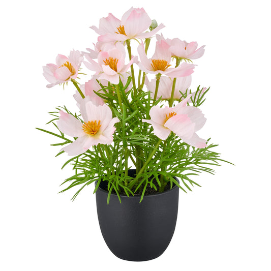 4er-Set Künstliche Cosmea 22 cm Rosa im Kunststofftopf 8x7 cm – Pflegeleichte Deko für Zuhauseroken