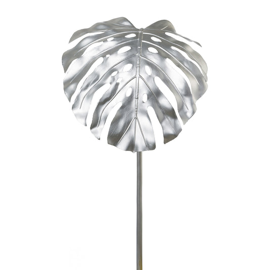 Künstliches Splitphilodendronblatt 2er Set Silber 99 cm für stilvolle Winterdekoration